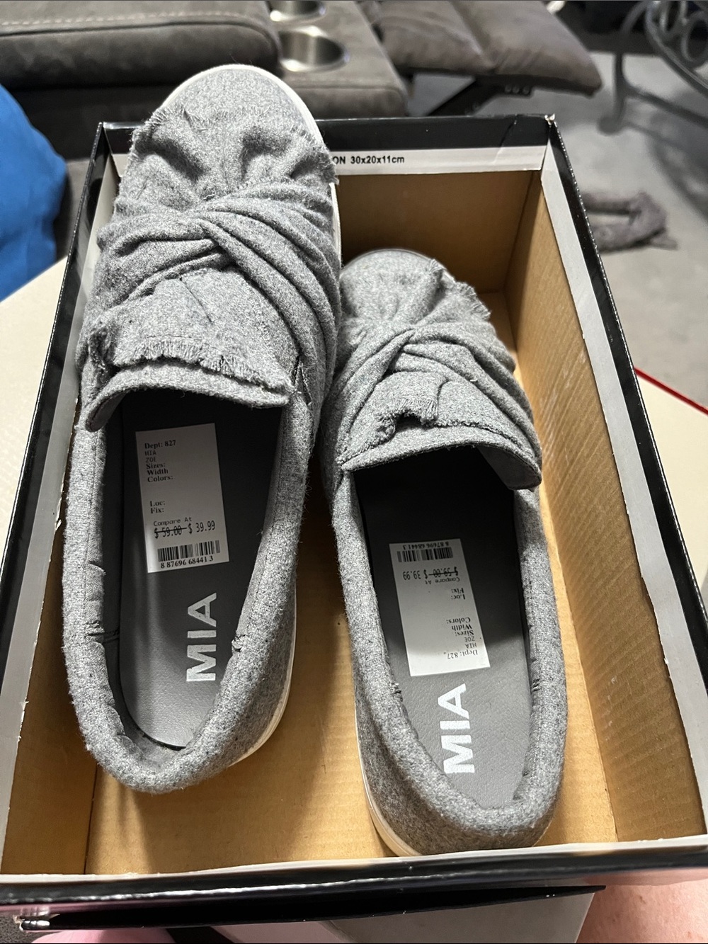 MIA Women's Gray Knit Slip-On Knot Flats
